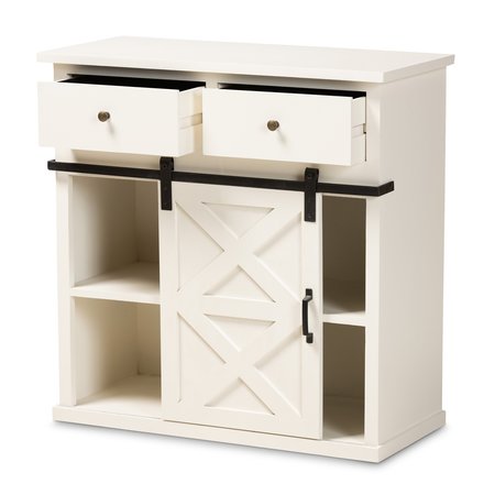 Baxton Studio Nadia ModernFarmhouse White Finished Wood and Black Metal 2-Door Sideboard Buffet 195-11966-ZORO